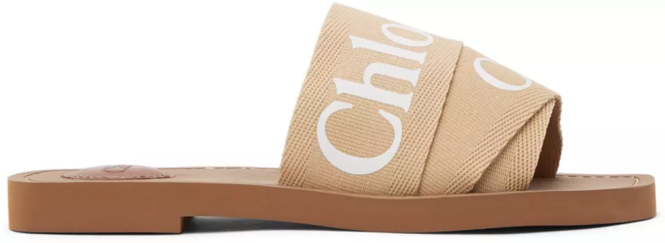 Бежевые сандалии на плоской подошве Woody Chloé