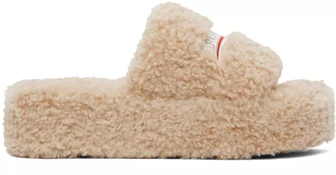 Бежевые шлепанцы на платформе Furry Balenciaga