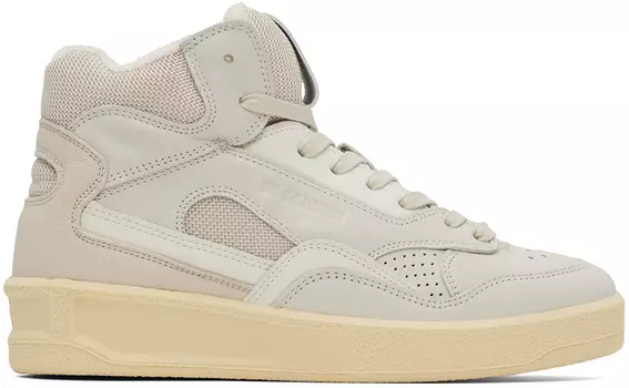 Бежевые высокие кеды Basket Jil Sander