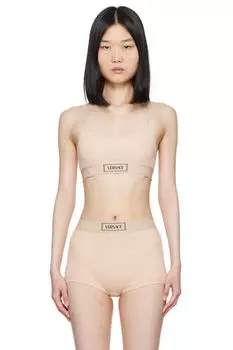 Бежевый бюстгальтер с круглым вырезом Versace Underwear