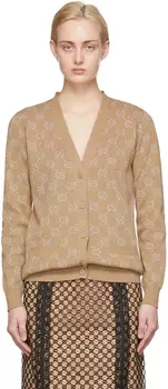 Бежевый кардиган из тонкого хлопка Gucci
