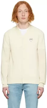 Бежевый шерстяной кардиган Comme des Garçons Play