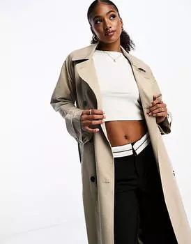 Бежевый тренч Monki oversize с поясом