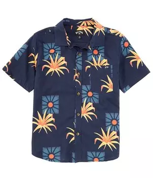 Billabong Big Boys 8-20 воскресная тканая рубашка с короткими рукавами, синий