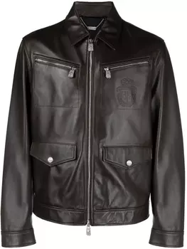 Billionaire leather bomber jacket, коричневый