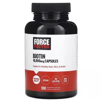 Биотин, 10 000 мкг, 100 растительных капсул Force Factor