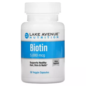 Биотин, 5000 мкг, 30 растительных капсул, Lake Avenue Nutrition