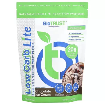 BioTRUST, Low Carb Lite , сывороточный протеин премиального качества от травяного откорма, шоколадное мороженое, 385 г (13,5 унции)