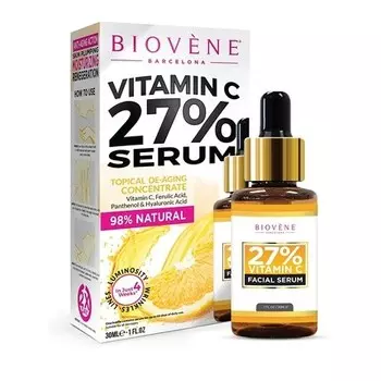 Biovne Сыворотка для лица с витамином C 27% поддерживает сияющую и молодую кожу Biovene
