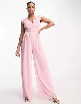 Бледно-розовый комбинезон с кружевной спинкой TFNC Bridesmaid