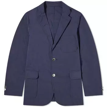 Блейзер Beams Plus 3 Button Coolmax Seersucker Blazer, темно-синий