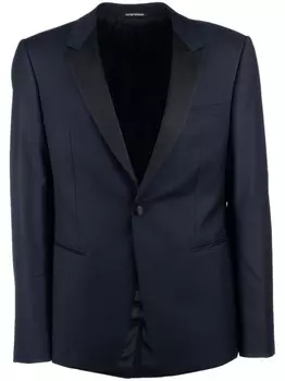 Блейзер из натуральной шерсти Emporio Armani, синий