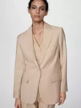 Блейзер Mango Clavel Pinstripe, бежевый