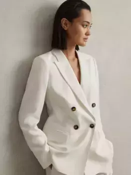 Блейзер Reiss Lori Linen Blend Double Breasted, белый