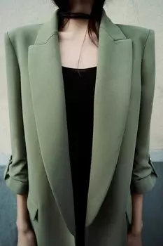 Блейзер с закатанными рукавами ZARA, хаки