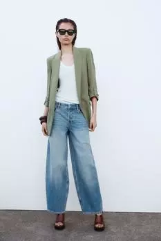 Блейзер с закатанными рукавами ZARA, хаки