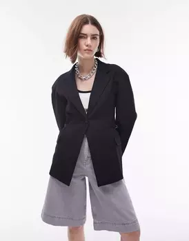 Блейзер Topshop Twill Buckle Side, черный