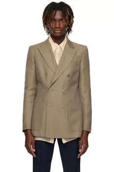 Блейзер в полоску цвета загара Dries Van Noten