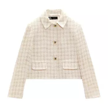 Блейзер Zara Checked Textured, экрю