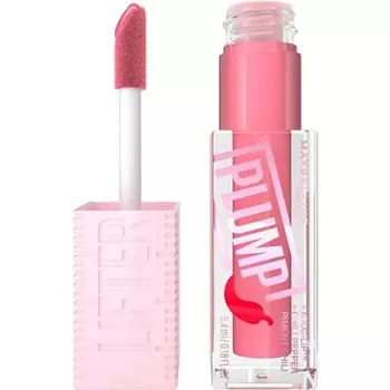 Блеск для губ Maybelline New York Lifter Plump Lip Gloss Lasting Plump с подогревом с гиалуроновой кислотой и перцем чили XL Wand Vegan Formula Shade 003 Pink Sting