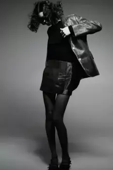 Блестящая мини-юбка H&M, черный