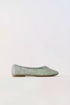 Блестящие балетки ZARA, синий