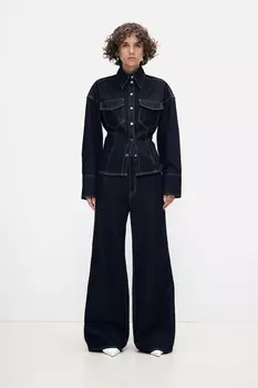 Блестящие широкие джинсы H&M, синий
