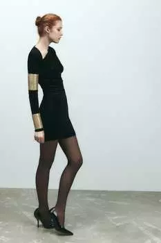 Блестящие туфли на каблуках ZARA, черный