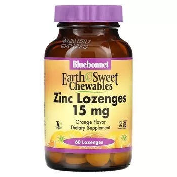 Bluebonnet Nutrition EarthSweet пастилки с цинком натуральный апельсиновый ароматизатор 15 мг, 60 пастилок