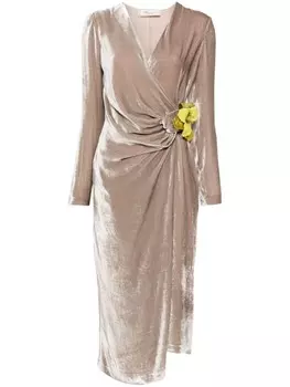 Blumarine бархатное платье миди, серый