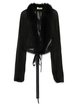 Blumarine блузка с перьями, черный