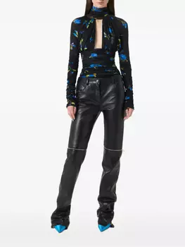 Blumarine боди с цветочным принтом и сборками, синий