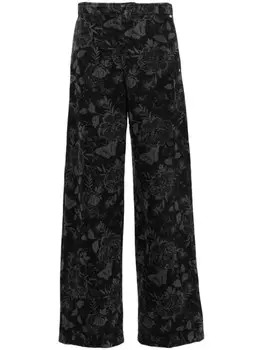 Blumarine брюки с цветочным принтом, черный