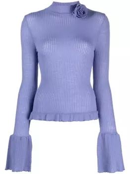 Blumarine джемпер в рубчик с оборками, фиолетовый