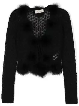 Blumarine кардиган с перьевыми деталями, черный