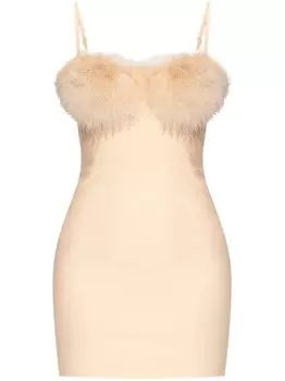 Blumarine мини-платье с отделкой из искусственного меха, розовый
