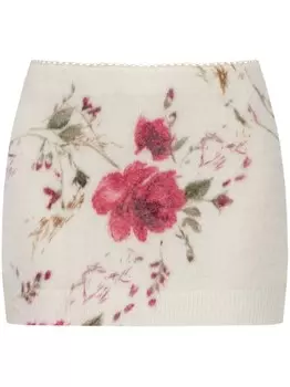 Blumarine мини-юбка с цветочным узором, белый