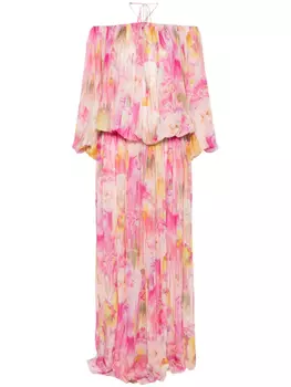 Blumarine платье макси с цветочным принтом, розовый