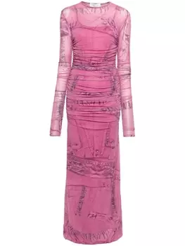 Blumarine платье макси с принтом, розовый