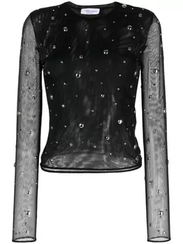 Blumarine полупрозрачная футболка с заклепками, черный