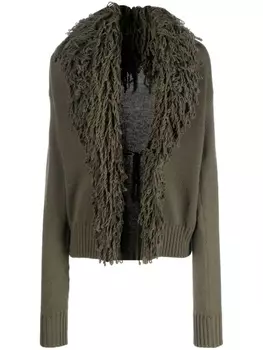 Blumarine шерстяной кардиган с бахромой, зеленый