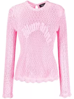 Blumarine топ рыхлой вязки с логотипом, розовый