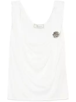 Blumarine топ с брошью, белый