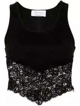 Blumarine топ с кружевом, черный