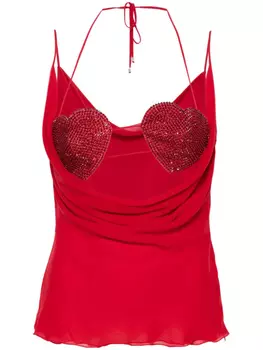 Blumarine топ со стразами, красный