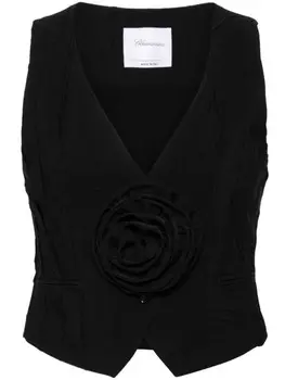 Blumarine жилет с цветочной аппликацией, черный