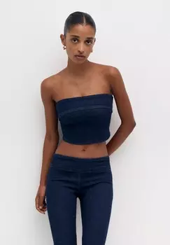 Блуза BANDEAU PULL&BEAR, темно-синий