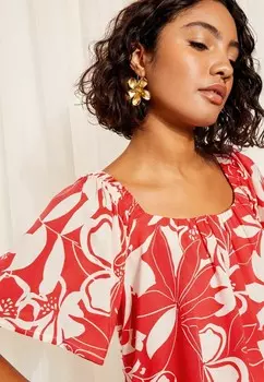 Блуза BARDOT NECK FLUTTER SLEEVE REGULAR FIT Friends Like These, красный