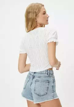 Блуза CROP CUTWORK Koton, белый