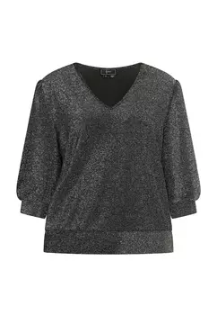 Блуза faina Glitzershirt, серебристо-черный